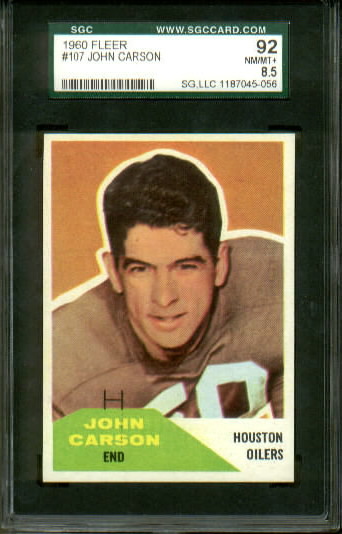 John Carson - 1960 Fleer #107 - SGC 92