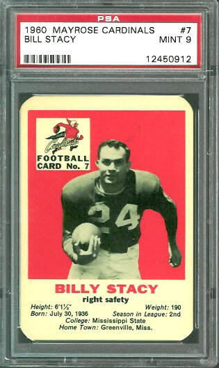 Bill Stacy - 1960 Mayrose Cardinals #7 - PSA 9
