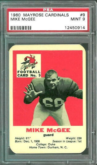 Mike McGee - 1960 Mayrose Cardinals #9 - PSA 9