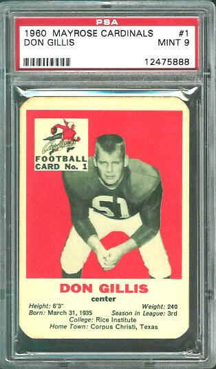 Don Gillis - 1960 Mayrose Cardinals #1 - PSA 9