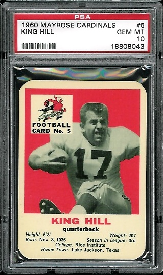 King Hill - 1960 Mayrose Cardinals #5 - PSA 10