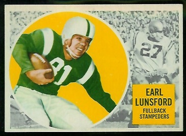 1960 Topps CFL #26 - Earl Lunsford - ex+
