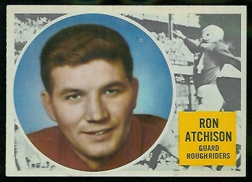 1960 Topps CFL #51 - Ron Atchison - exmt