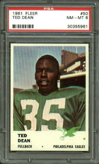 Ted Dean - 1961 Fleer #50 - PSA 8