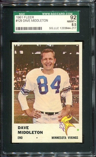 1961 Fleer #129 - Dave Middleton - SGC 92