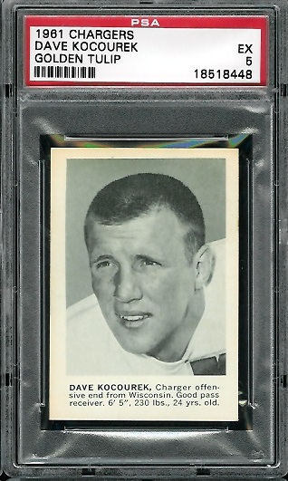 Dave Kocourek - 1961 Golden Tulip Chargers #10 - PSA 5