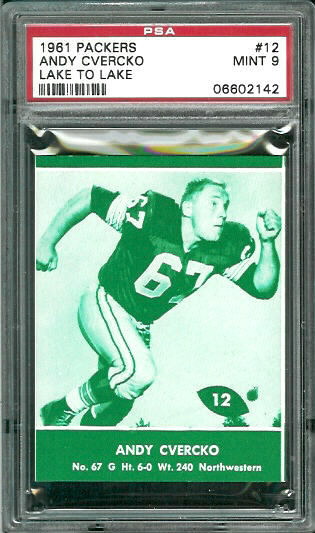 1961 Packers Lake to Lake #12 - Andy Cvercko - PSA 9