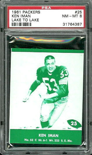 1961 Packers Lake to Lake #25 - Ken Iman - PSA 8