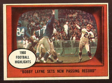 Bobby Layne Sets New Passing Record - 1961 Topps #113 - exmt