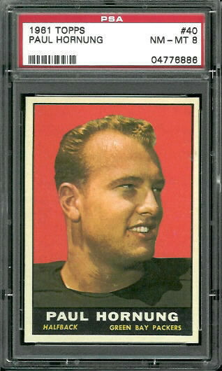 Paul Hornung - 1961 Topps #40 - PSA 8