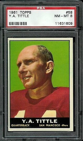 Y.A. Tittle - 1961 Topps #58 - PSA 8