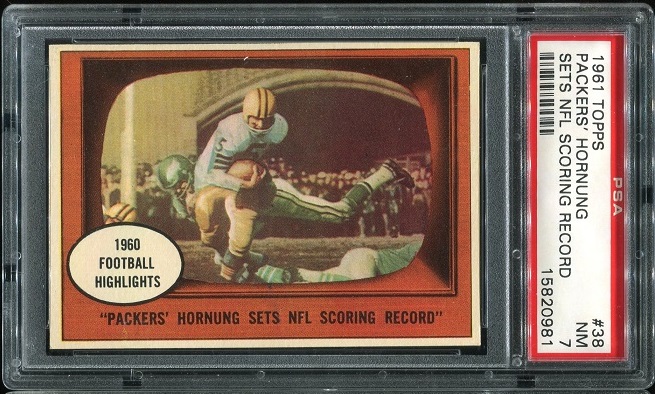 1961 Topps #38 - Paul Hornung Sets NFL Scoring Record - PSA 7