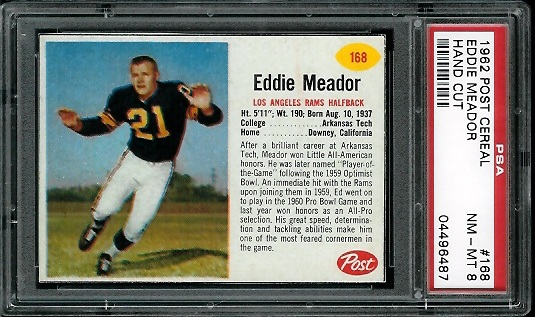 Ed Meador - 1962 Post Cereal #168 - PSA 8