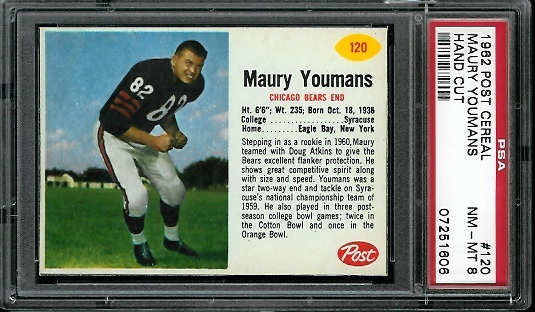 Maury Youmans - 1962 Post Cereal #120 - PSA 8