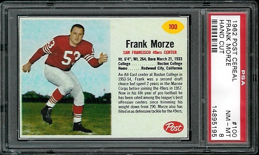 Frank Morze - 1962 Post Cereal #100 - PSA 8
