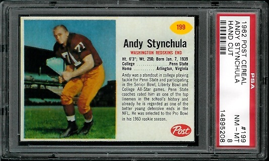 Andy Stynchula - 1962 Post Cereal #199 - PSA 8