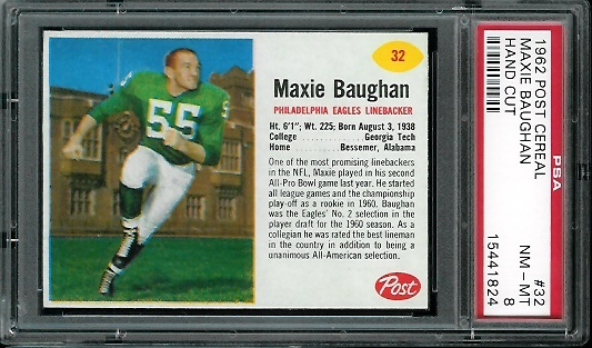 Maxie Baughan - 1962 Post Cereal #32 - PSA 8