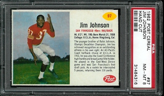 Jim Johnson - 1962 Post Cereal #97 - PSA 8