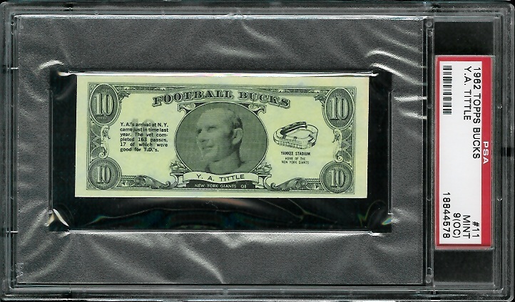 Y.A. Tittle - 1962 Topps Bucks #11 - PSA 9 oc