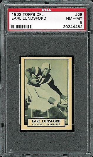 Earl Lunsford - 1962 Topps CFL #28 - PSA 8