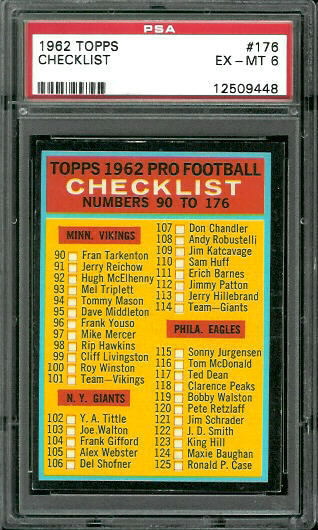 Checklist  - 1962 Topps #176 - PSA 6