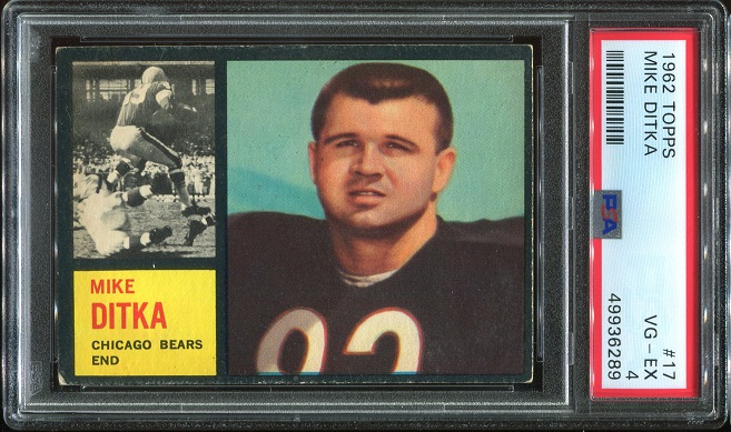 1962 Topps #17 - Mike Ditka - PSA 4