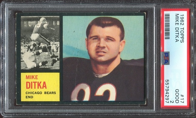 1962 Topps #17 - Mike Ditka - PSA 2