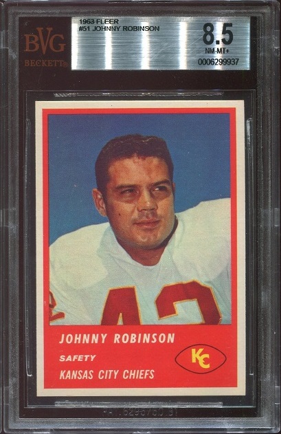 1963 Fleer #51 - Johnny Robinson - BVG 8.5