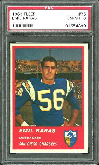 Emil Karas - 1963 Fleer #75 - PSA 8