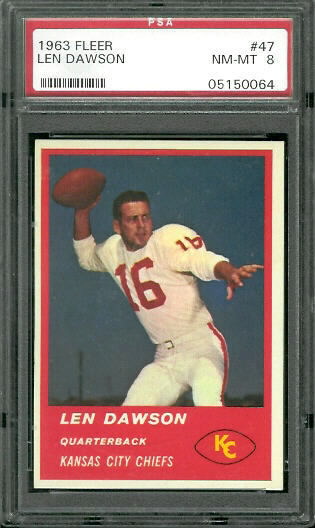 1963 Fleer #47 - Len Dawson - PSA 8