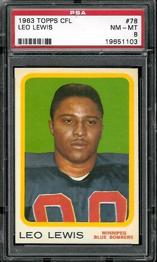 Leo Lewis - 1963 Topps CFL #78 - PSA 8