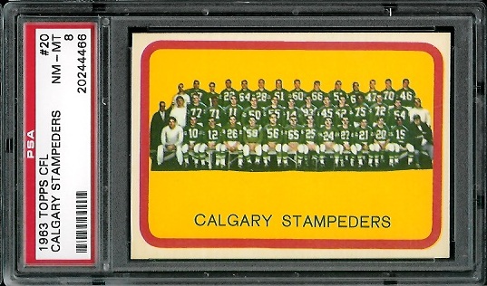 Calgary Stampeders Team - 1963 Topps CFL #20 - PSA 8