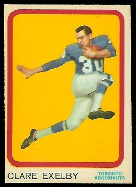 Clare Exelby - 1963 Topps CFL #72 - ex