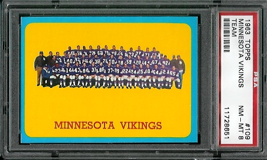 Vikings Team - 1963 Topps #109 - PSA 8