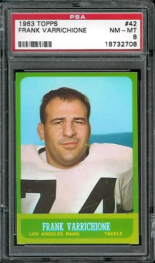 Frank Varrichione - 1963 Topps #42 - PSA 8