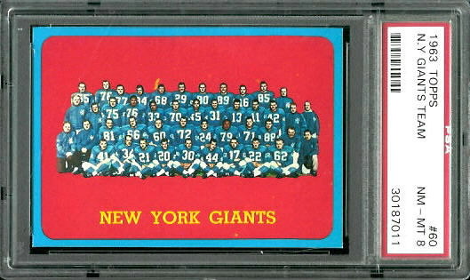 Giants Team - 1963 Topps #60 - PSA 8