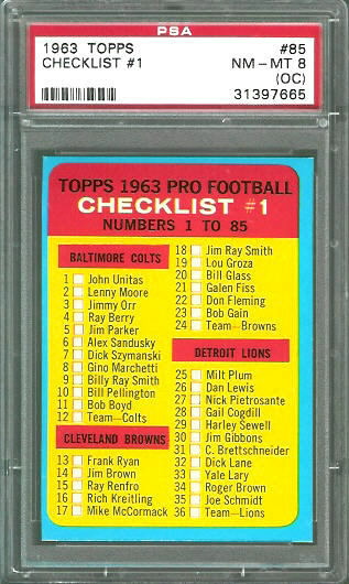 Checklist  - 1963 Topps #85 - PSA 8 oc
