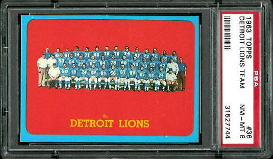 Lions Team - 1963 Topps #36 - PSA 8
