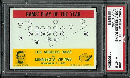 Rams Play of the Year - 1964 Philadelphia #98 - PSA 9