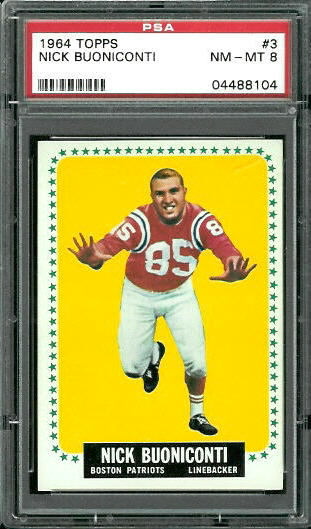 1964 Topps #3 - Nick Buoniconti - PSA 8