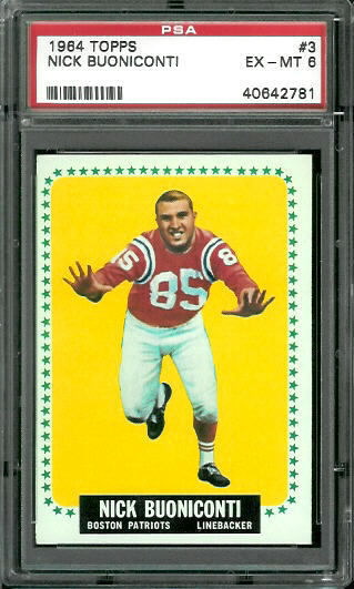 1964 Topps #3 - Nick Buoniconti - PSA 6