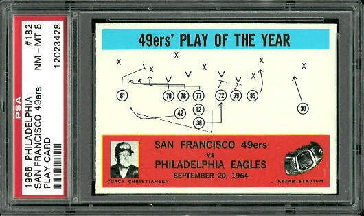 49ers Play of the Year - Jack Christiansen - 1965 Philadelphia #182 - PSA 8
