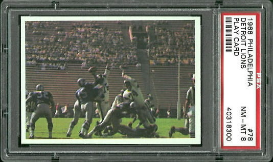 Lions Play - George Izo - Doug Woodlief - Joe Scibelli - 1966 Philadelphia #78 - PSA 8