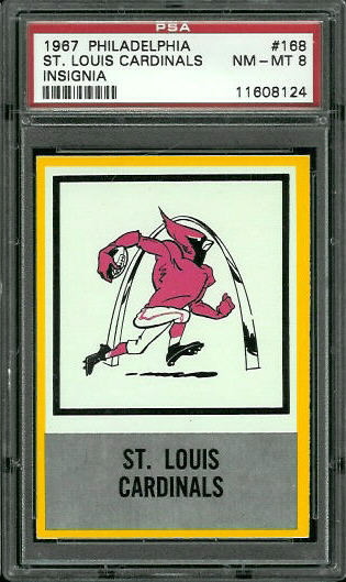 Cardinals Logo - 1967 Philadelphia #168 - PSA 8