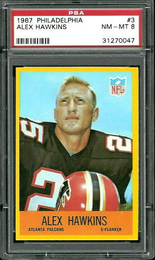 1967 Philadelphia #3 - Alex Hawkins - PSA 8