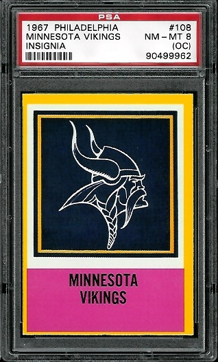 Vikings Logo - 1967 Philadelphia #108 - PSA 8 oc