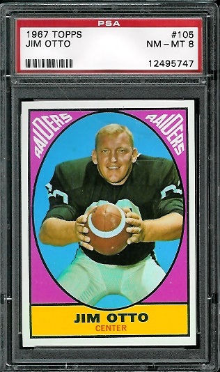 PSA 8 1967 Topps Jim Otto football card for sale
