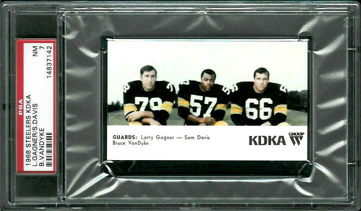 Guards - Larry Gagner - Sam Davis - Bruce Van Dyke - 1968 KDKA Steelers #8 - PSA 7