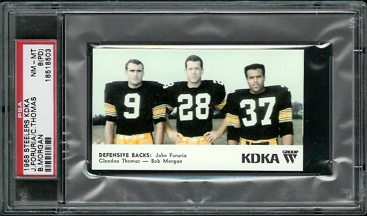 Defensive Backs - John Foruria - Clendon Thomas - Bob Morgan - 1968 KDKA Steelers #3 - PSA 8 pd
