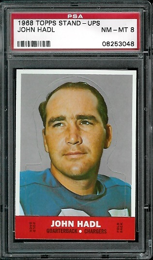John Hadl - 1968 Topps Stand Up #7 - PSA 8